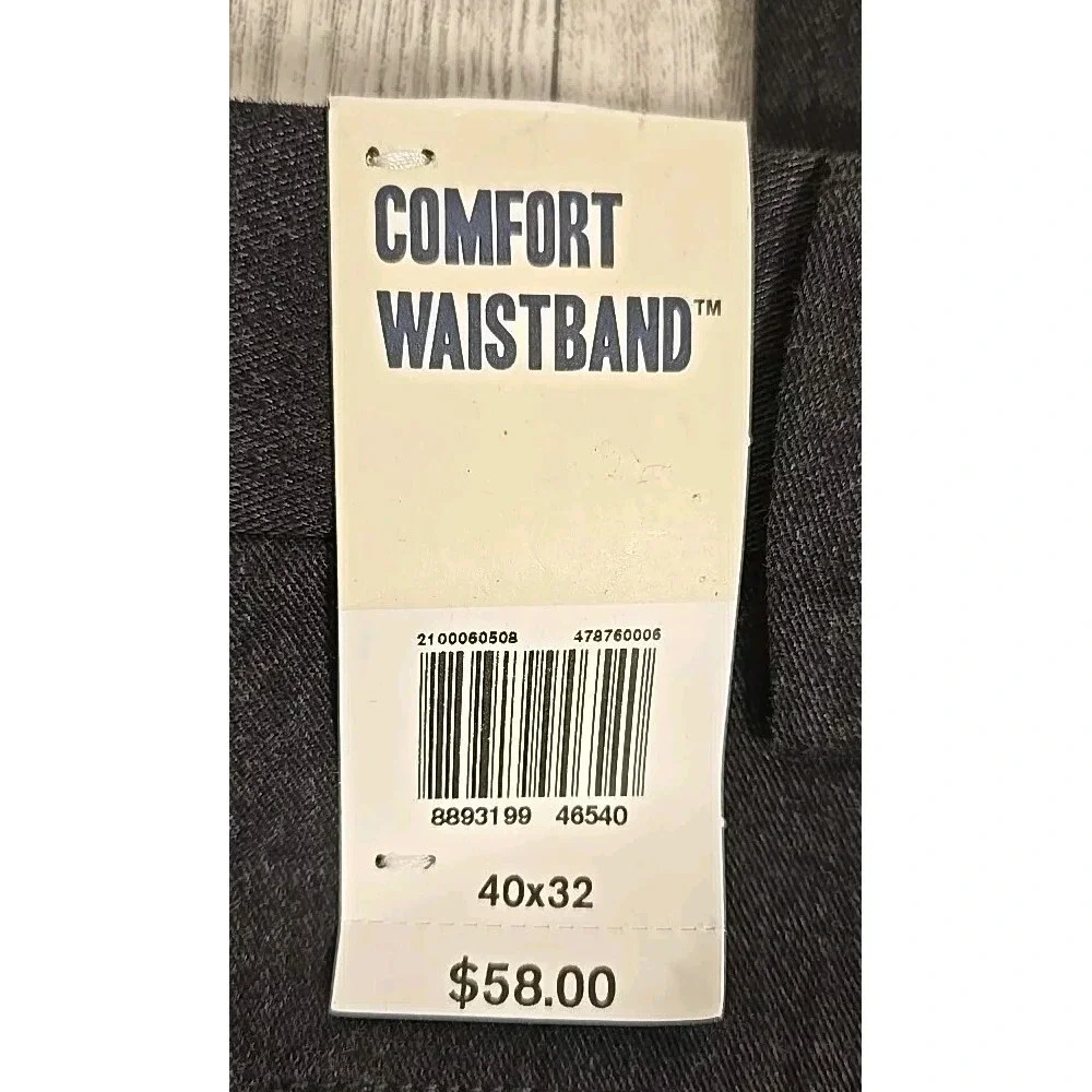 DOCKERS Pants 40x32 Dark Gray Comfort Khaki Pleated Relaxed Fit Stretch Mens NEW